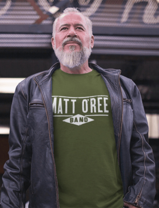 Matt O'Ree Band Army Green Logo T-Shirt - White Text